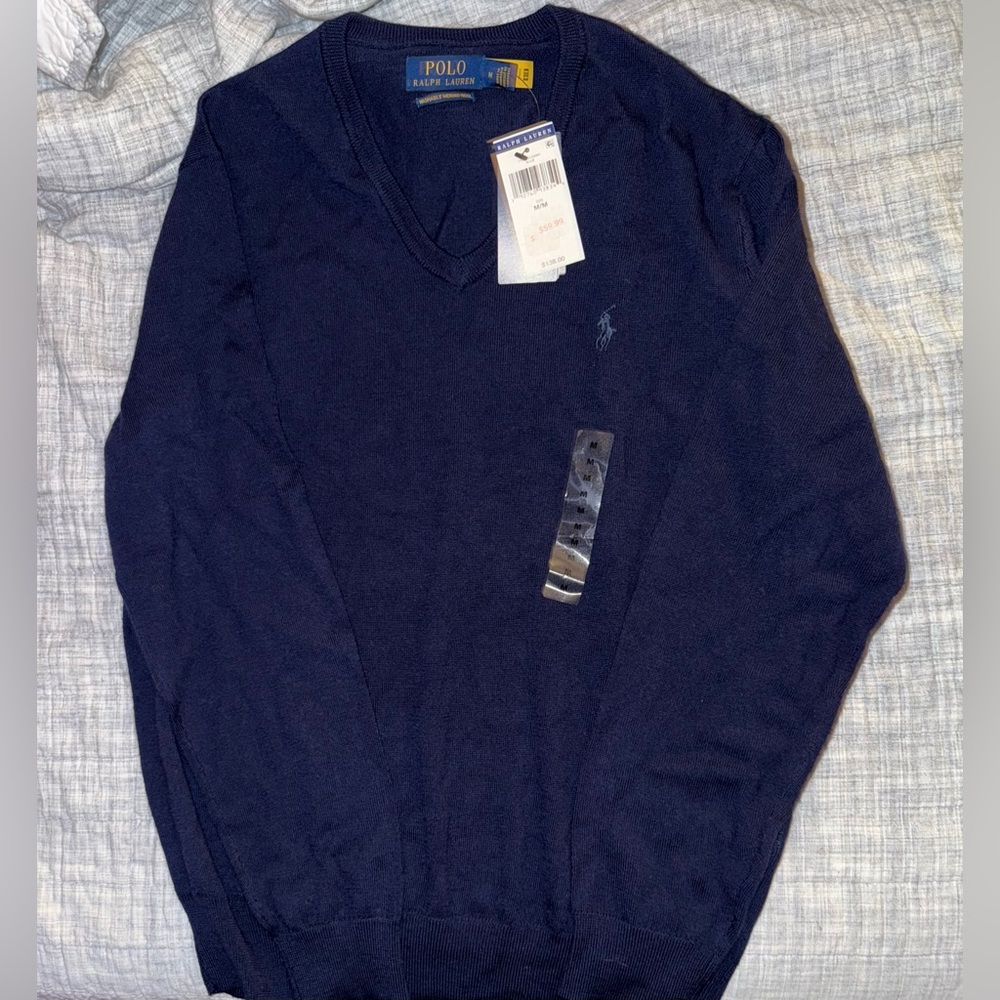Polo by Ralph Lauren Blue V-Neck Sweater